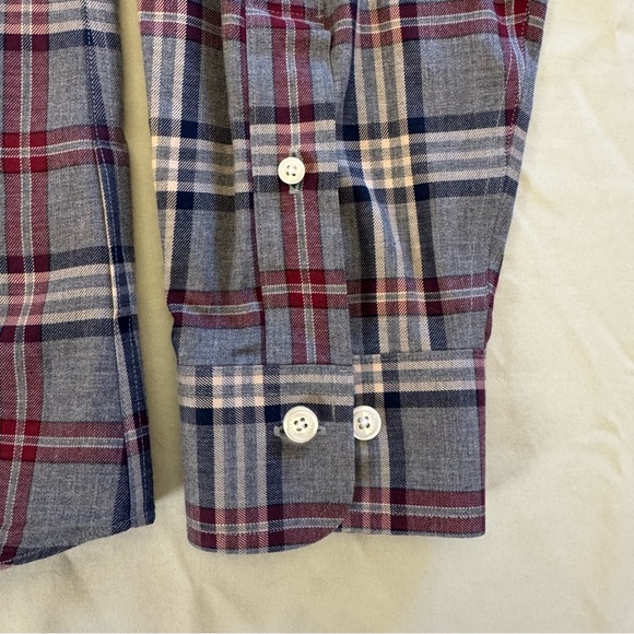 Brooks Brothers Men’s M Regent Fit Non-Iron Plaid Shirt Grey Red Blue - Picture 2 of 6